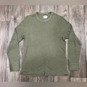 FAHERTY Men's Green Thermal Knitwear Pima Cotton Long Sleeve Tee Size L